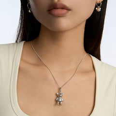 Teddy Silver Opening Bear Necklace
