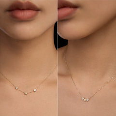 Daisy Heart 14K Gold Adjustable Tricolor Necklace