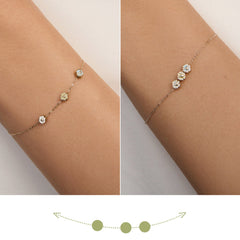 Daisy Heart 14K Gold Adjustable Tricolor Bracelet