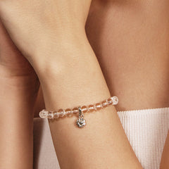 Daisy Heart Silver Pendant Crystal Bracelet
