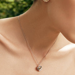 Daisy Heart Silver Two-Tone Necklace