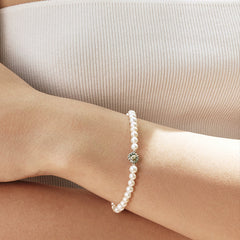 Daisy Heart Silver Pendant Freshwater Pearl Bracelet