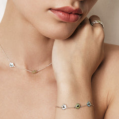 Daisy Heart Silver Tricolor Bracelet