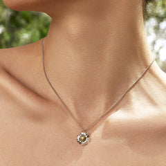 Daisy Heart Silver Two-Tone Necklace