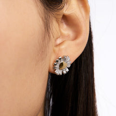 Daisy Heart Silver Stud Earring