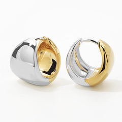Essential Silver Dual-Tone Puffy Earring