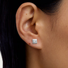 Unlock Platinum Square Diamond Earring