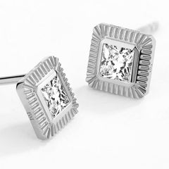 Unlock Platinum Square Diamond Earring