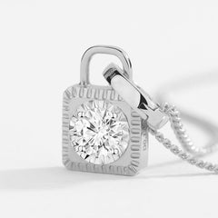 Unlock Amulet Platinum 0.1ct Diamond Lock Pendant