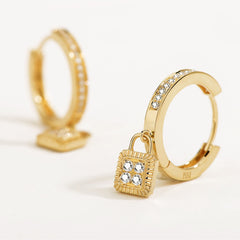 Unlock 18K Diamond Lock Gold Earring