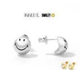 Smiley® Silver Hollow Half-Bead Stud Earring
