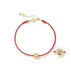 Smiley® 14K Gold Diamond Bead Red String Bracelet