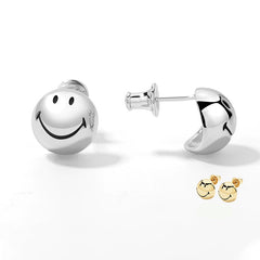 Smiley® Silver Hollow Half-Bead Stud Earring