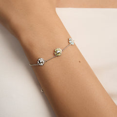 Daisy Heart Silver Tricolor Bracelet