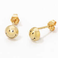 Smiley® K Gold Hollow Half-Bead Stud Earring