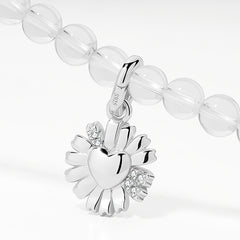 Daisy Heart Silver Pendant Crystal Necklace
