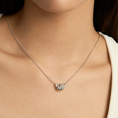 Teddy Silver Bear Head Snake Chain Necklace