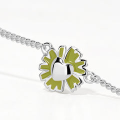Daisy Heart Silver Tricolor Necklace