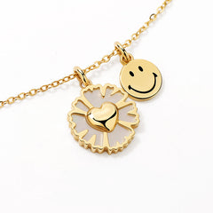 Smiley® Daisy Heart 14K Gold White Mother-of-Pearl Necklace