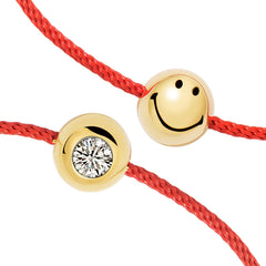 Smiley® 14K Gold Diamond Bead Red String Bracelet