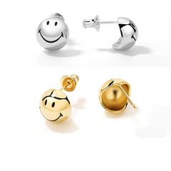Smiley® Silver Hollow Half-Bead Stud Earring