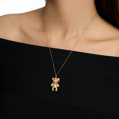 Teddy 18K Gold Diamond Opening Bear Necklace