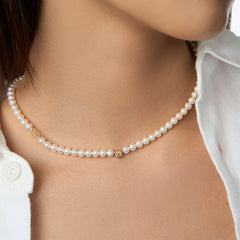 Teddy 18K Gold Bear Pearl Choker Necklace