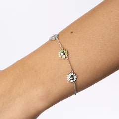Daisy Heart Silver Tricolor Bracelet