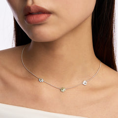 Daisy Heart Silver Tricolor Necklace