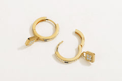 Unlock 18K Diamond Lock Gold Earring