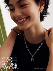 Smiley Silver Energy Locket Link Chain Necklace