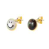 Ryuji Smiley 14K Gold Black & White Mother-of-Pearl Stud Earrings