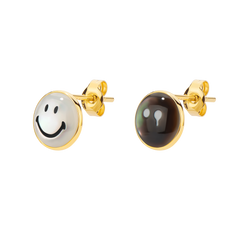 Ryuji Smiley 14K Gold Black & White Mother-of-Pearl Stud Earrings