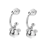 Teddy Silver Bear Head Earrings