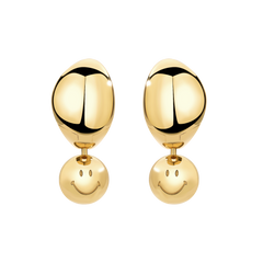 Smiley Silver Charm Switch Hoop Earrings