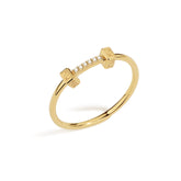 Unlock 18K Block Center Diamonds Ring