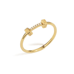 Unlock 18K Block Center Diamonds Ring