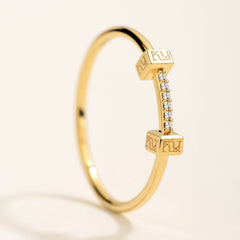 Unlock 18K Block Center Diamonds Ring