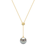 SMILEY 18K Grey Akoya Pearl Gold Y Chain Necklace