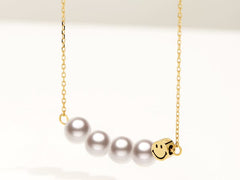 SMILEY 18K Akoya Pearl U Shape Gold Necklace