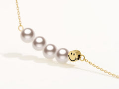 SMILEY 18K Akoya Pearl U Shape Gold Necklace