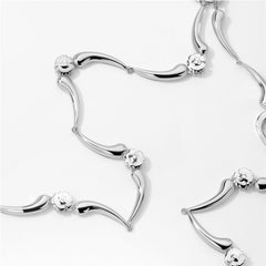Smiley® Daisy Heart Silver Wave Teardrop Necklace