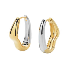 Essential Silver Dual-Tone Asymmetric Wavy Earring