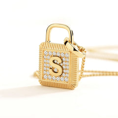 Unlock 18K Diamond Lock Personalized Gold Pendant