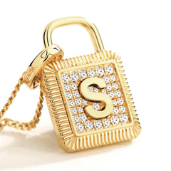Unlock 18K Diamond Lock Personalized Gold Pendant