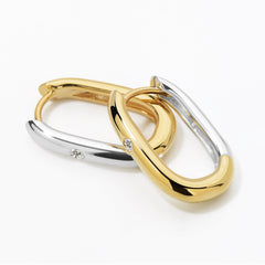 Essential Silver Dual-Tone Rectangular Earring