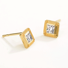 Unlock 18K Square Diamond Gold Earring