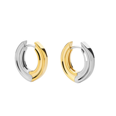 Essential Silver Dual-Tone Grooved Hoop Earring