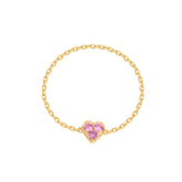 Moment 18K Heart Pink Sapphire Chain Ring