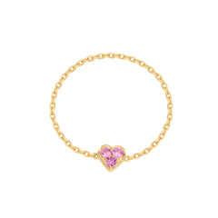 Moment 18K Heart Pink Sapphire Chain Ring